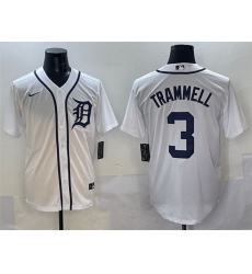 Men Detroit Tigers 3 Alan Trammell White Cool Base Stitched Baseball Jersey