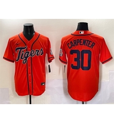 Men Detroit Tigers 30 Kerry Carpenter Orange With Patch Cool Base Stitched Baseball Jersey