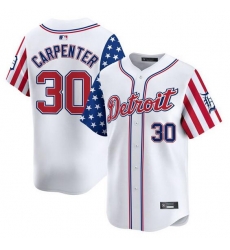 Men Detroit Tigers 30 Kerry Carpenter White 2025 Independence Day Vapor Premier Limited Stitched Baseball Jersey