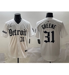 Men Detroit Tigers 31 Riley Greene White  27Motor Gothic Edition 27 Vapor Premier Limited Stitched Baseball Jersey