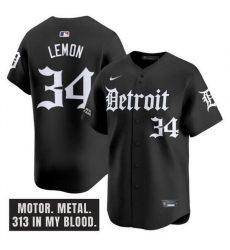 Men Detroit Tigers 34 Chet Lemon Black  27Motor Gothic Edition 27 Vapor Premier Limited Stitched Baseball Jersey