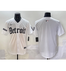 Men Detroit Tigers Blank White  27Motor Gothic Edition 27 Vapor Premier Limited Stitched Baseball Jersey
