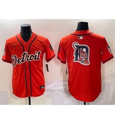 Men Detroit Tigers Team Big Logo Orange With Patch Vapor Premier Limited Stitched Baseball Jersey
