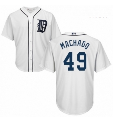Mens Majestic Detroit Tigers 49 Dixon Machado Replica White Home Cool Base MLB Jersey Mens Majestic Detroit Tigers 49 Dixon Machado Replica White Home Cool Base MLB Jersey