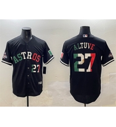 Men Houston Astros 27 Jose Altuve Black Mexico With World Serise Champions Patch Cool Base Stitched Baseball Jersey