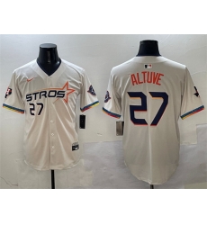 Men Houston Astros 27 Jose Altuve Cream 2025 City Connect With Texas Patch Limited Stitched Baseball Jersey