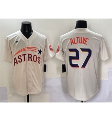 Men Houston Astros 27 Jose Altuve Cream Throwback Cooperstown Collection Limited Stitched Baseball Jersey