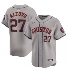 Men Houston Astros 27 Jose Altuve Grey 2024 Away Limited Stitched Baseball Jersey Men Houston Astros 27 Jose Altuve Grey 2024 Away Limited Stitched Baseball Jersey