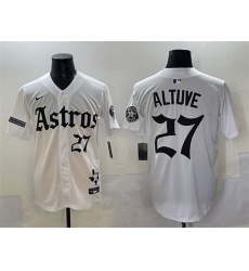 Men Houston Astros 27 Jose Altuve White Gothic  27Houston Born Barrio Raised 27 Limited Stitched Baseball Jersey