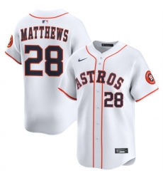 Men Houston Astros 28 Brice Matthews White 2025 Home Limited Stitched Baseball Jersey