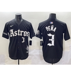 Men Houston Astros 3 Jeremy Pena Black Gothic  27Houston Born Barrio Raised 27 Limited Stitched Baseball Jersey