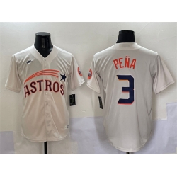 Men Houston Astros 3 Jeremy Pena Cream Throwoperstown Collection Limited Stitched Baseball Jerseyback Co