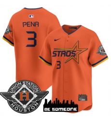 Men Houston Astros 3 Jeremy Pena Orange 2025 City Connect Limited Stitched Baseball Jersey