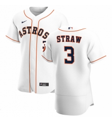 Men Houston Astros 3 Myles Straw Men Nike White Home 2020 Flex Base Player MLB Jersey