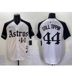 Men Houston Astros 44 Still Tippin White Black Gothic  27Houston Born Barrio Raised 27 Limited Stitched Baseball Jersey