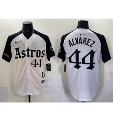 Men Houston Astros 44 Yordan Alvarez White Black Gothic  27Houston Born Barrio Raised 27 Limited Stitched Baseball Jersey