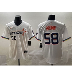 Men Houston Astros 58 Hunter Brown White 2025 City Connect Limited Stitched Baseball Jersey