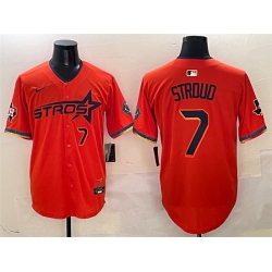 Men Houston Astros 7 C J  Stroud Orange 2025 City Connect With Texas Patch Limited Stitched Baseball Jersey