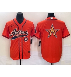 Men Houston Astros Orange Team Big Logo With Patch Cool Base Stitched Baseball Jersey Men Houston Astros Orange Team Big Logo With Patch Cool Base Stitched Baseball Jersey