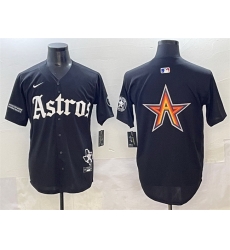 Men Houston Astros Team Big Logo Black Gothic  27Houston Born Barrio Raised 27 Limited Stitched Baseball Jersey 1