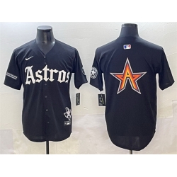 Men Houston Astros Team Big Logo Black Gothic  27Houston Born Barrio Raised 27 Limited Stitched Baseball Jersey 1