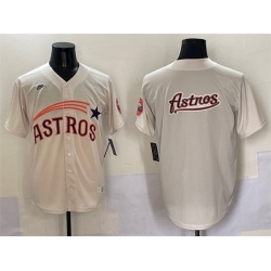 Men Houston Astros Team Big Logo Cream Throwback Cooperstown Collection Limited Stitched Baseball Jersey 003