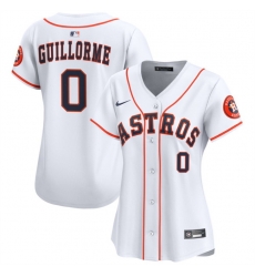 Women Houston Astros 0 Luis Guillorme White Home Limited Stitched Baseball Jersey 001