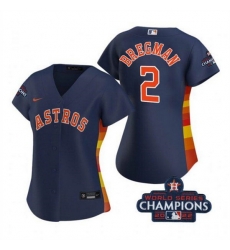 Women Houston Astros 2 Alex Bregman Navy 2022 World Series Champions Cool Base Stitched Baseball Jersey