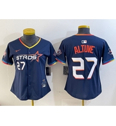 Women Houston Astros 27 Jose Altuve Navy 2025 City Connect With Texas Patch Limited Stitched Baseball Jersey