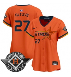 Women Houston Astros 27 Jose Altuve Orange 2025 City Connect Limited Stitched Baseball Jersey