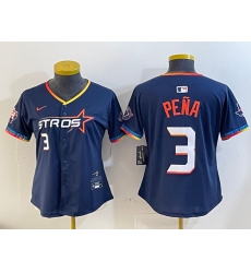 Women Houston Astros 3 Jeremy Pena Navy 2025 City Connect With Texas Patch Limited Stitched Baseball Jersey