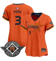 Women Houston Astros 3 Jeremy Pena Orange 2025 City Connect Limited Stitched Baseball Jersey