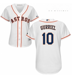 Womens Majestic Houston Astros 10 Yuli Gurriel Authentic White Home Cool Base MLB Jersey 