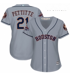 Womens Majestic Houston Astros 21 Andy Pettitte Replica Grey Road 2017 World Series Champions Cool Base MLB Jersey Womens Majestic Houston Astros 21 Andy Pettitte Replica Grey Road 2017 World Series Champions Cool Base MLB Jersey