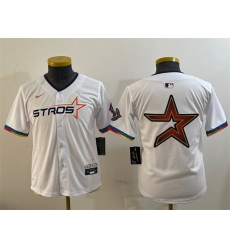 Youth Houston Astros Team Big Logo White 2025 City Connect Limited Stitched Baseball Jersey 003