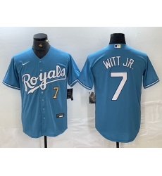 Men Kansas City Royals 7 Bobby Witt Jr Light Blue 2024 Alternate Limited Stitched Baseball Jersey Men Kansas City Royals 7 Bobby Witt Jr Light Blue 2024 Alternate Limited Stitched Baseball Jersey