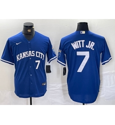 Men Kansas City Royals 7 Bobby Witt Jr Royal Cool Base Stitched Baseball Jersey 1 Men Kansas City Royals 7 Bobby Witt Jr Royal Cool Base Stitched Baseball Jersey 1