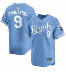 Men Kansas City Royals 9 Vinnie Pasquantino Light Blue Alternate Limited Stitched Baseball Jersey