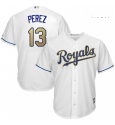 Mens Majestic Kansas City Royals 13 Salvador Perez Replica White Home Cool Base MLB Jersey Mens Majestic Kansas City Royals 13 Salvador Perez Replica White Home Cool Base MLB Jersey