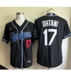 Men Los Angeles Dodgers 17 Shohei Ohtani Black Cool Base Stitched Baseball Jersey