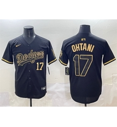 Men Los Angeles Dodgers 17 Shohei Ohtani Black Gold Limited Stitched Jersey