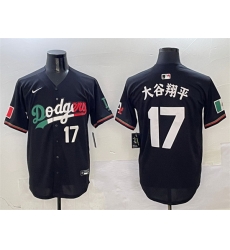 Men Los Angeles Dodgers 17  Shohei Ohtani Black Mexico Flag Limited Stitched Baseball Jersey