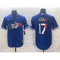 Men Los Angeles Dodgers 17 Shohei Ohtani Blue Mexico Stitched Jersey