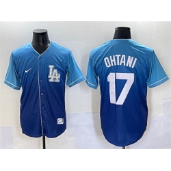Men Los Angeles Dodgers 17 Shohei Ohtani Blue Stitched Baseball Jersey
