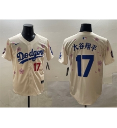 Men Los Angeles Dodgers 17  Shohei Ohtani Cream 2025 Tokyo Series Limited Stitched Baseball Jersey