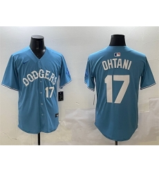 Men Los Angeles Dodgers 17 Shohei Ohtani Light Blue Limited Stitched Baseball Jersey