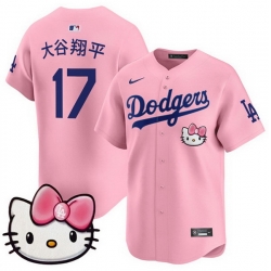Men Los Angeles Dodgers 17  Shohei Ohtani Pink 2025 Hello Kitty Vapor Limited Stitched Baseball Jersey