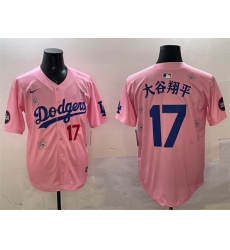 Men Los Angeles Dodgers 17  Shohei Ohtani Pink 2025 Tokyo Series Limited Stitched Baseball Jersey