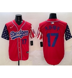Men Los Angeles Dodgers 17  Shohei Ohtani Red Limited Stitched Baseball Jersey