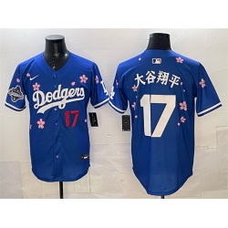 Men Los Angeles Dodgers 17  Shohei Ohtani Royal 2025 World Series Champions Patch Tokyo Series Limited Stitched Baseball Jersey